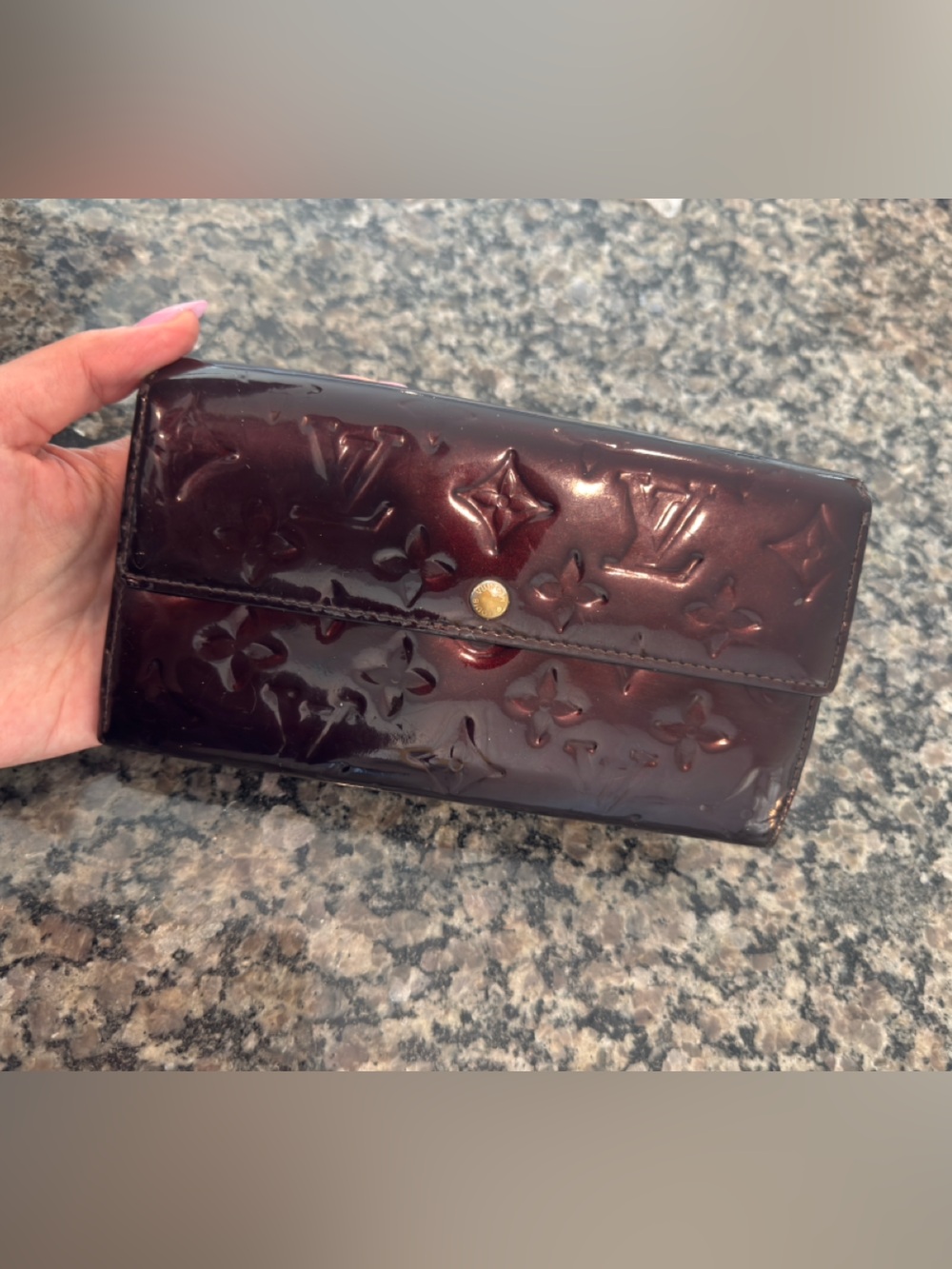 Louis Vuitton Vernis Patent Trifold Wallet - Burgundy